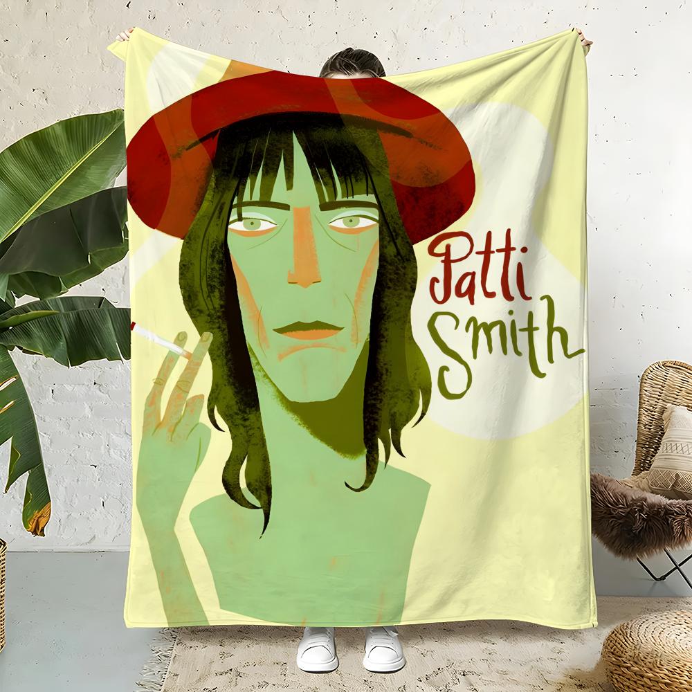 Music P-Patti Smith Throw Flannel Throw Blanket,Bed Home Office Nap Blanket Travel,Camping,Picnic Blanket Soft Decor 75X95CM