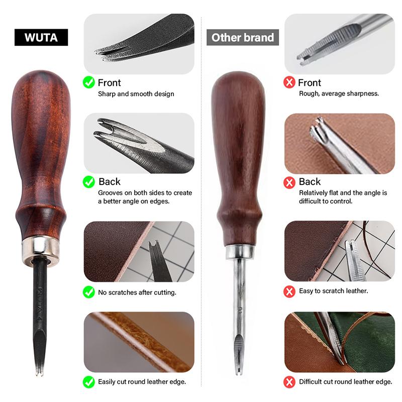 WUTA Sharp Leather Edge Beveler Edge Skiving Polishing Leather Tools DIY Belt Maker High Carbon Steel Leather Craft Beveller
