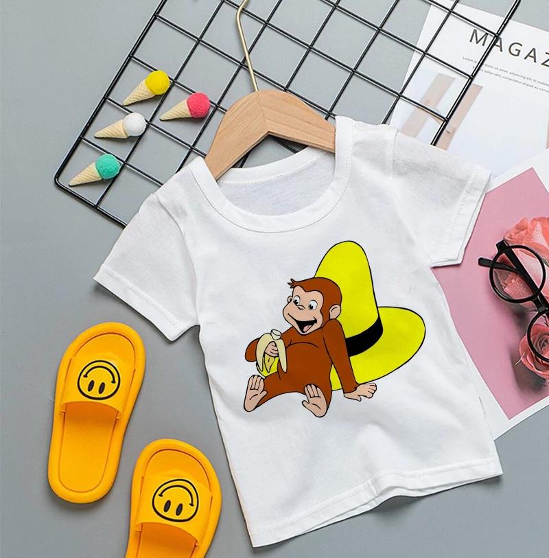 2026 Hot Sale Cartoons Baby Boys T Shirt Curious George Cartoon Print Kids TShirts Funny Monkey Children Girls Tops Clothes