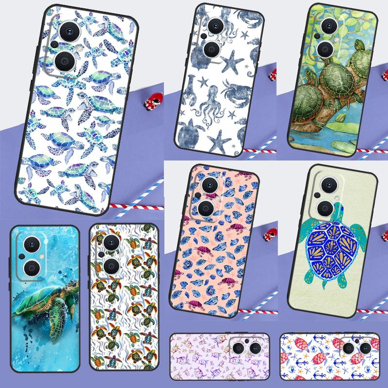 Cute Turtles Painted Phone Case For OPPO Reno 12 12F 13 13F 11 8T 7 8 10 Pro OPPO Find X8 X6 Pro X3 X5 Lite Cover
