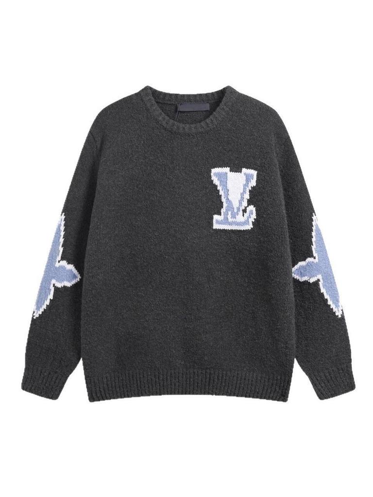 Correct Version LV Plaid Knit Sweater: Unisex Fashionable Loose Pullover