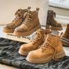 Couple Martin boots men's rhubarb boots 2 new velvet medium zipper short boots tooling shoes