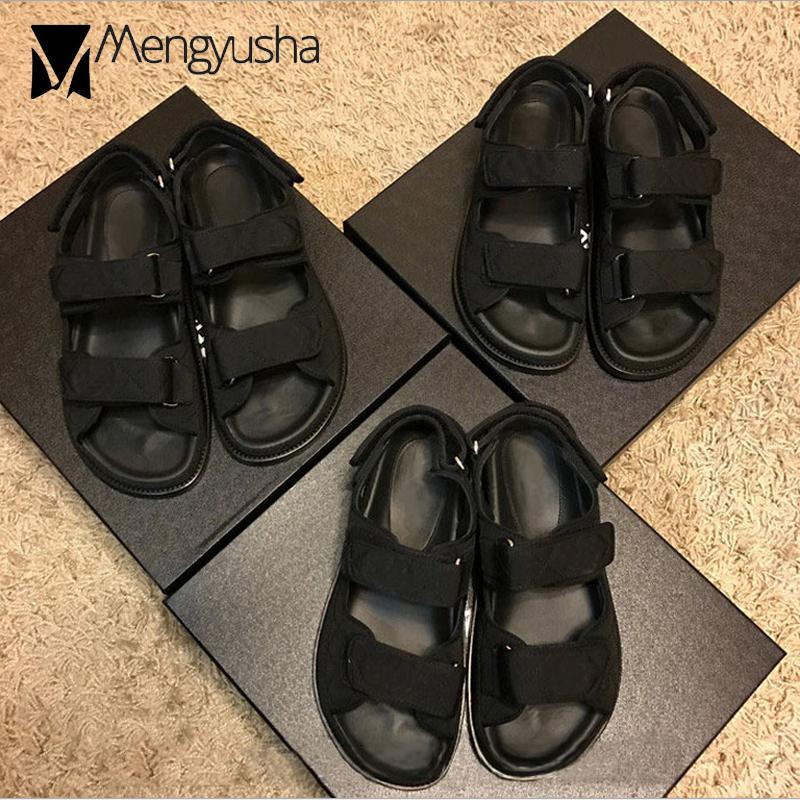 Fashion Brand Plaid Sandals Women Hook&Loop Shoes Lattic Sandalias Mujer Genuine Leather Platform Sandales College Girls Sheepskin Shoes