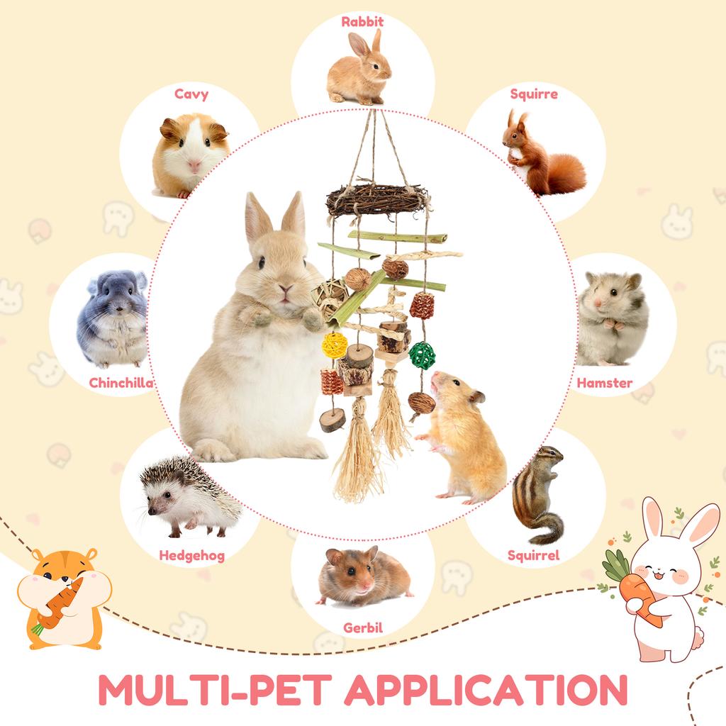 2Pcs Rabbit Chew Toy Hanging Small Pet Chew Toy Pet Cage Accessory Pet Supplies for Guinea Pig Chinchilla Hamster Teeth Grinding