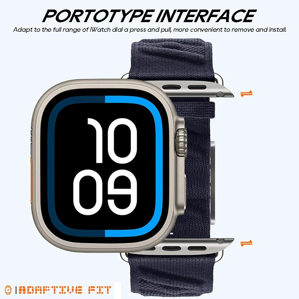 Bleu Nuit Nylon Strap For Apple Watch Ultra 2 1 49mm 10 46mm 42mm 9 8 7 45mm 41mm Bracelet iWatch Series 6 5 4 SE 44mm 40mm Band