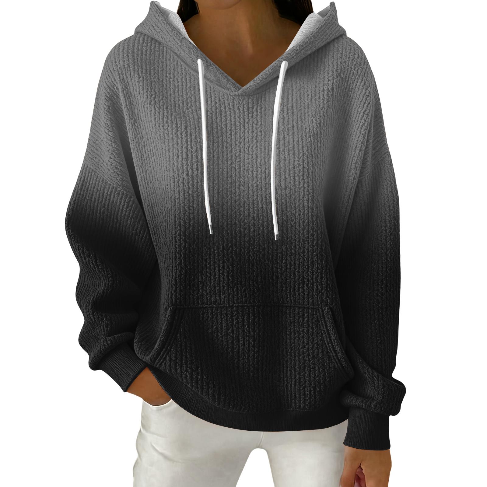 

Женский модный повседневный пуловер с градиентным принтом, толстовка с длинным рукавом и капюшоном M