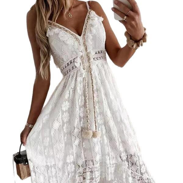 Elegant Satin Long Dress With V Neck For Summer Beach And Casual Wear