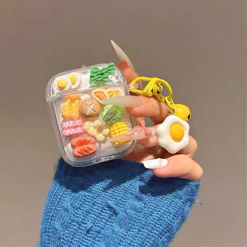 Mini Cartoon Small Hot Dog Vegetable Earphone Cover For Apple Airpods 3 /4 Generation Glitter Pro2 Generation Protective Case
