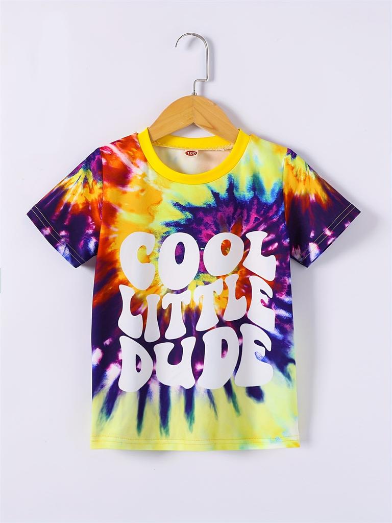2026 Girl Summer Rainbow Tie Dye T-Shirt Short Sleeve Tee Top Crew Neck Clothes Child Girl Casual Outdoor Clothing Kids Tshirt