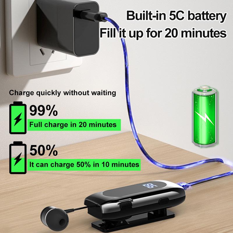 K55 Wireless Bluetooth Clip-on Earphones with Digital Display for 15-Hour Play - Perfect for Sports and Business.