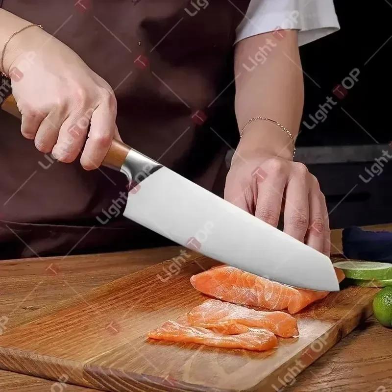 New Professional Kitchen Knife Damascus Laser Japanese Santoku Knife Fruit Slicing Utiltiy Knife Stainless Steel Chef's Knife