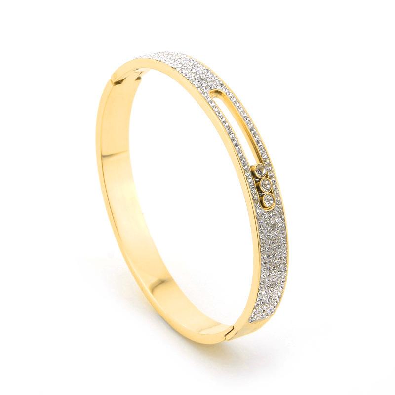 

2026 Jewelry Removable Three Diamonds Rose Gold Women s Bracelet Temperament Versatile Fashion Jewelry 18CM золотий