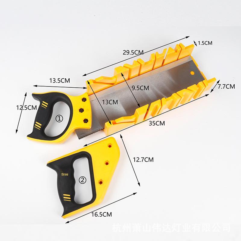 Multi-Angle 45°/90° Woodworking Miter Box with Clamp and Back Saw