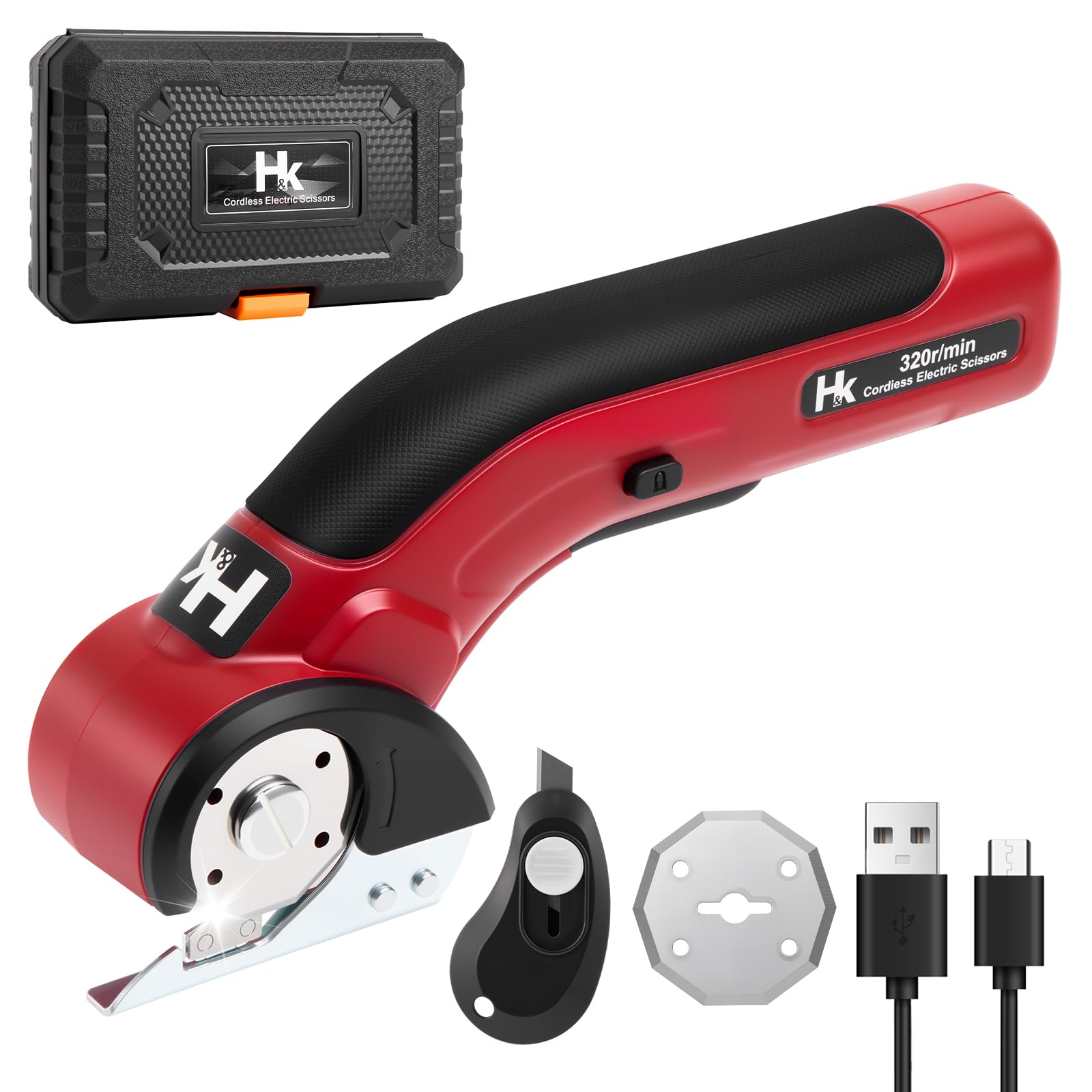 

PAHTTO Electric Electric Cardboard Fabric Cordless Electric Rechargeable Scissors with Stainless Steel Blades for Cutting and Includes Cable Cutter,