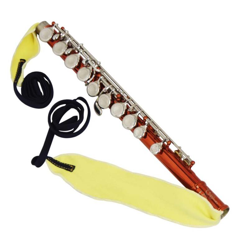 Čistící tampon Saxofon Černá trubka hoboj flétna trubka Univerzální látkový hudební nástroj s dlouhým pasem