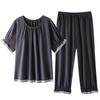 Self-contained chest pad pure cotton pajamas women's summer thin short-sleeved cropped pants sweet cotton loungewear set large size