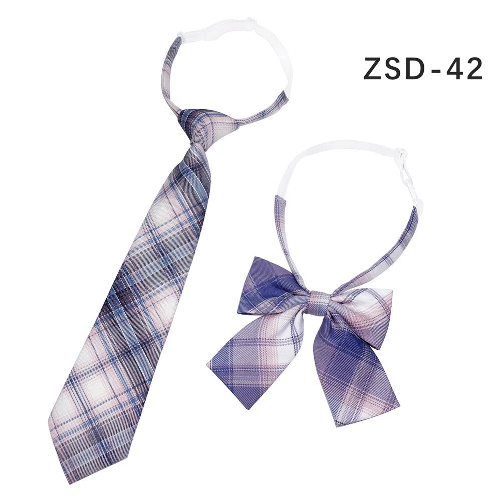 Unisex JK Collar Plaid Bowknot Flower Set - Polyester Cotton Student Uniform Accessory