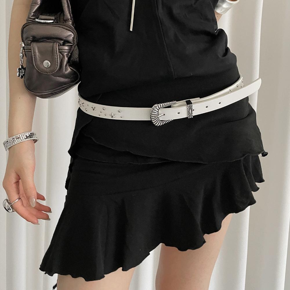 Jeans Decor Y2K Wide Belt Trouser Decoration PU Leather Waistbands Star Rivet Waist Belt  Girls