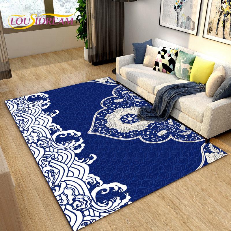 3D Classical Chinese Style Area Rug Large,Carpet Rug for Living Bedroom Sofa Doormat Decoration,Children Play Non-slip Floor Mat