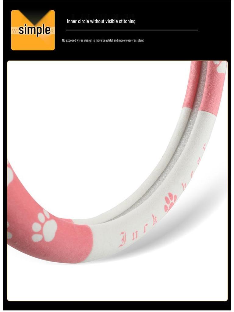 Winter Cartoon Plush Steering Wheel Cover, Fits 37-38CM