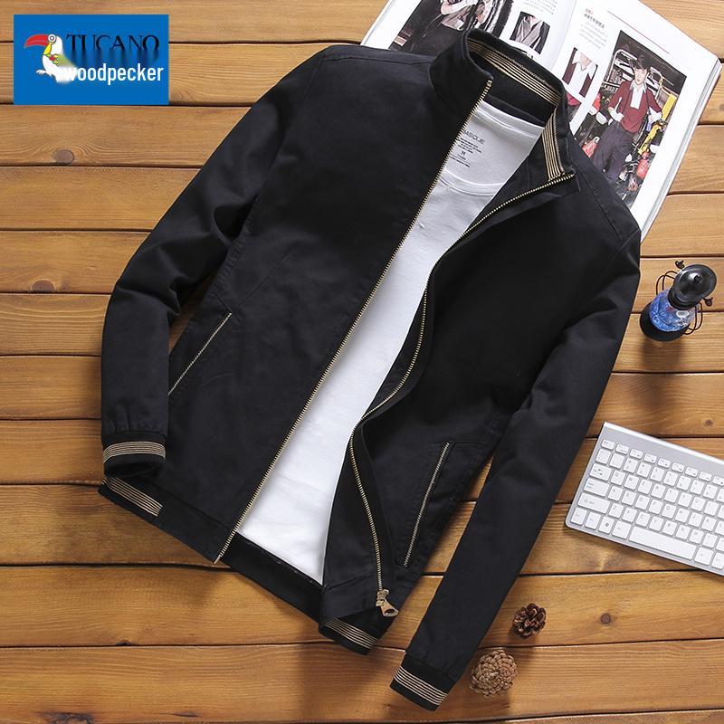 Woodpecker Men s Korean Style Slim Fit Jacket - Casual, Trendy Autumn/Winter Coat XL (125–140 lbs)