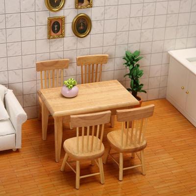 House Decor 1/12 Scale Tiny Decorative Wooden Miniature Dollhouse Furniture Dining Room Chair Table