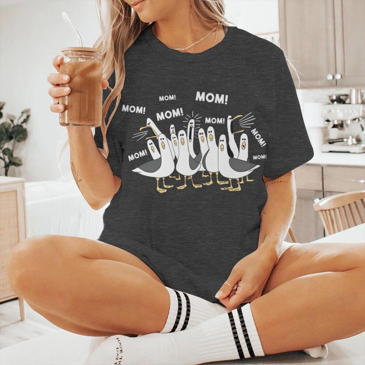 

Mom Mom Mom Cartoon Bird Print T Shirt Womens Short Sleevev Mother Day Gifts Tshirts Best Mama Ever Tees Casual Tops 4XL