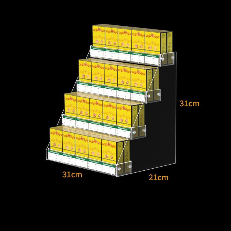 Clear Acrylic Cigarettes Display Stand With Price Slot Supermarket Store Cigarette Holder Cosmetic Nail Polish Ladder Rack Shelf