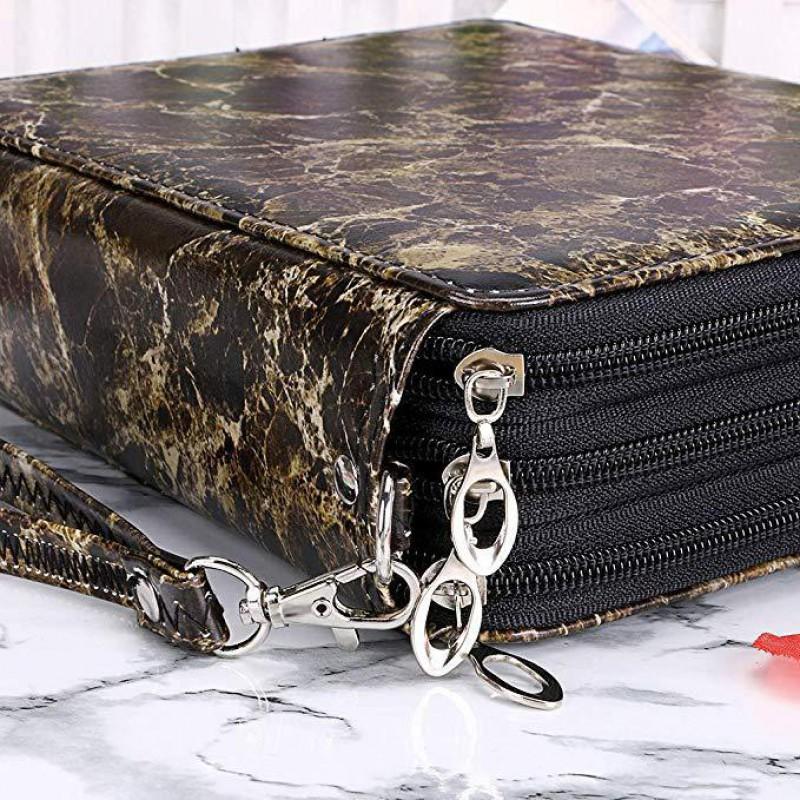 Large Capacity Art Pencil Case With 120/168 Slots PU Leather Handheld Bag Artists Students Sketching Drawing Supplies