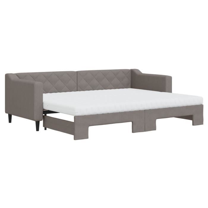 VidaXL Daybed with Trundle and Mattress Taupe 80x200 Cm Fabric 3197442
