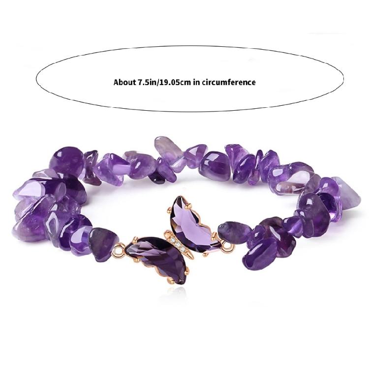 Healing Crystals Bracelet With Irregular Gemstones Beads Butterfly Decoration Adjustable Jewelry For Relaxation