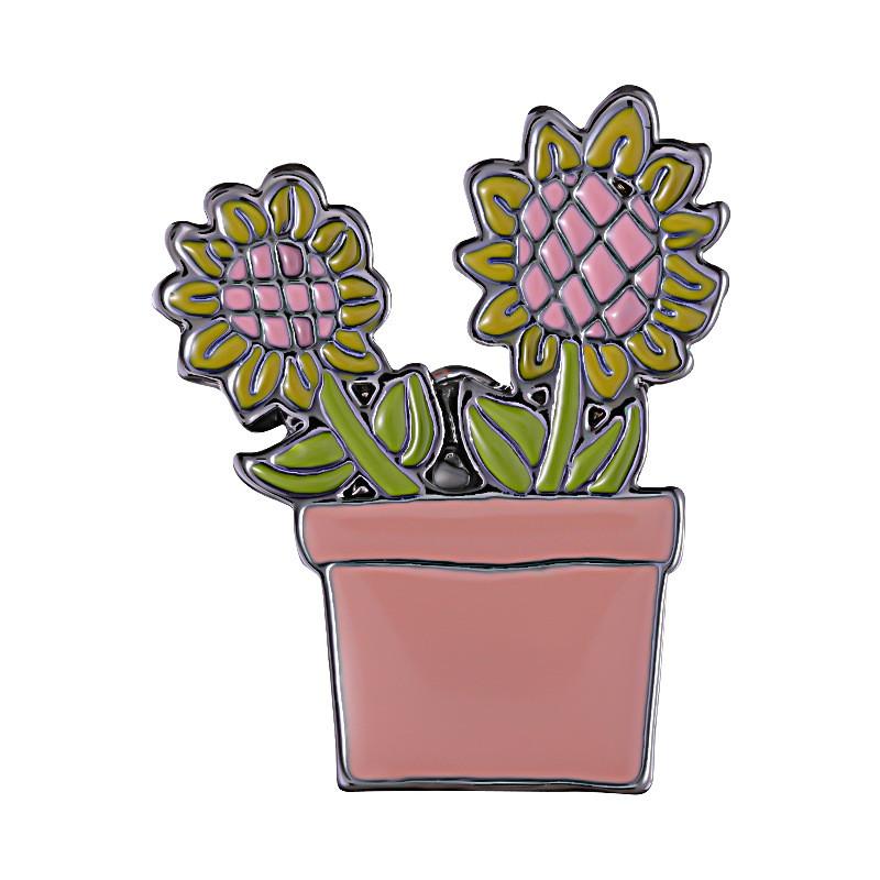 Charming Cartoon Mini Cactus Plant Brooch Alloy Badge For Fashionable Clothing Accessories