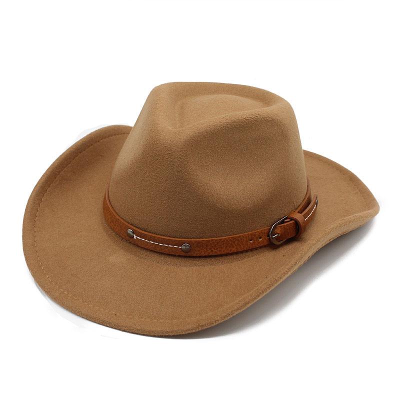Western Cowboy Hat Dance Performance Jazz Hat Belt Accessories Felt Hat Couple Hat