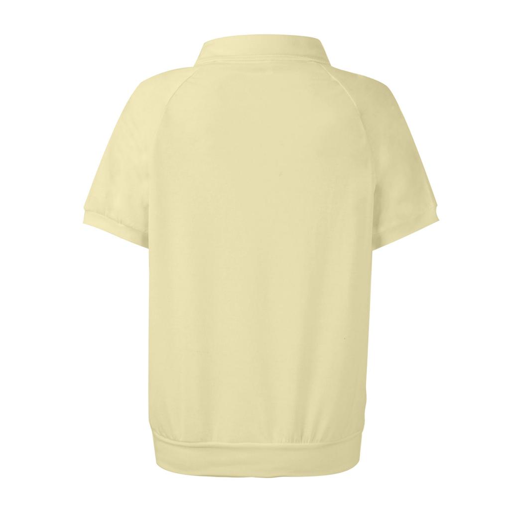 Maglietta casual da donna con stampa floreale, scollo a V, manica corta, bottoni decorativi