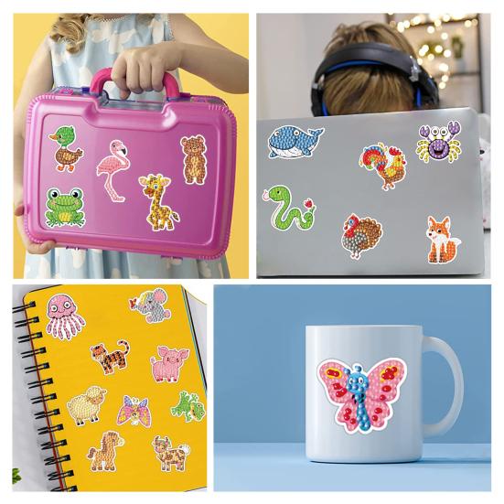 4 Stück bunte Cartoon-Dinosaurier-Form, Diamant-Malerei-Aufkleber, DIY-Handwerk, handgefertigte Tiere für Kinder