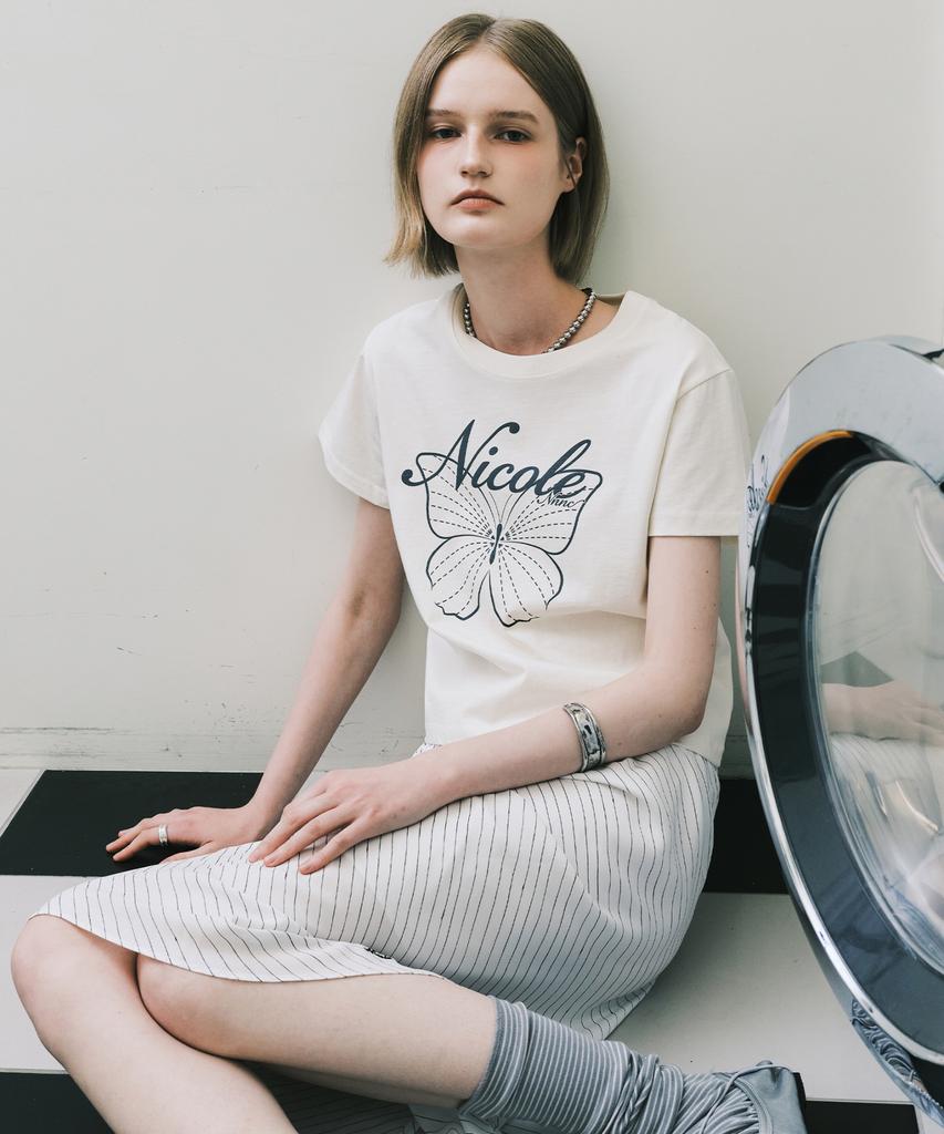 Nigaennikol Nicole Butterfly Crop Top_Cream Charcoal