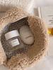 1PC Lambskin Cosmetic Bag, Cream-colored Portable Skin Care Product Storage Bag, Fresh and Clean Cosmetics Zipper Bag