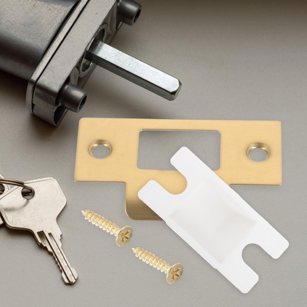 1 set 1 Set Black Metal Lock Tongue Buckle Reinforcement Kit Strike For Wood Deadbolt Cover Door Hole Filler Plate Front Door