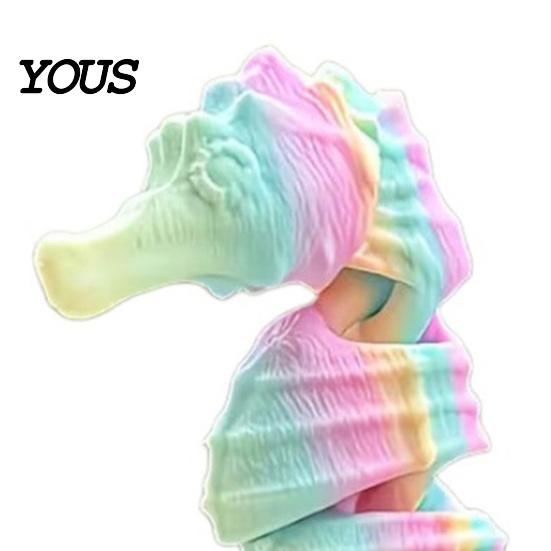 Artistic Seahorse Figurine 3D Printed Decoration, Articulated with Movable Joints, Joints Toy Gradient Sea Animal Fidget for Stress Relief Figure