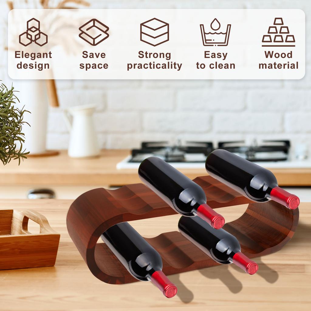 Wooden Wine Rack 2 Layer Wine Bottle Display Rack Non-slip Bottle Holders For Kitchen Pantry Bar Wine Cabinet Collection Display
