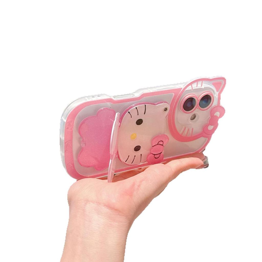 Crossbody Cat iPhone 17 Series Case: Makeup Mirror & Stand Combo