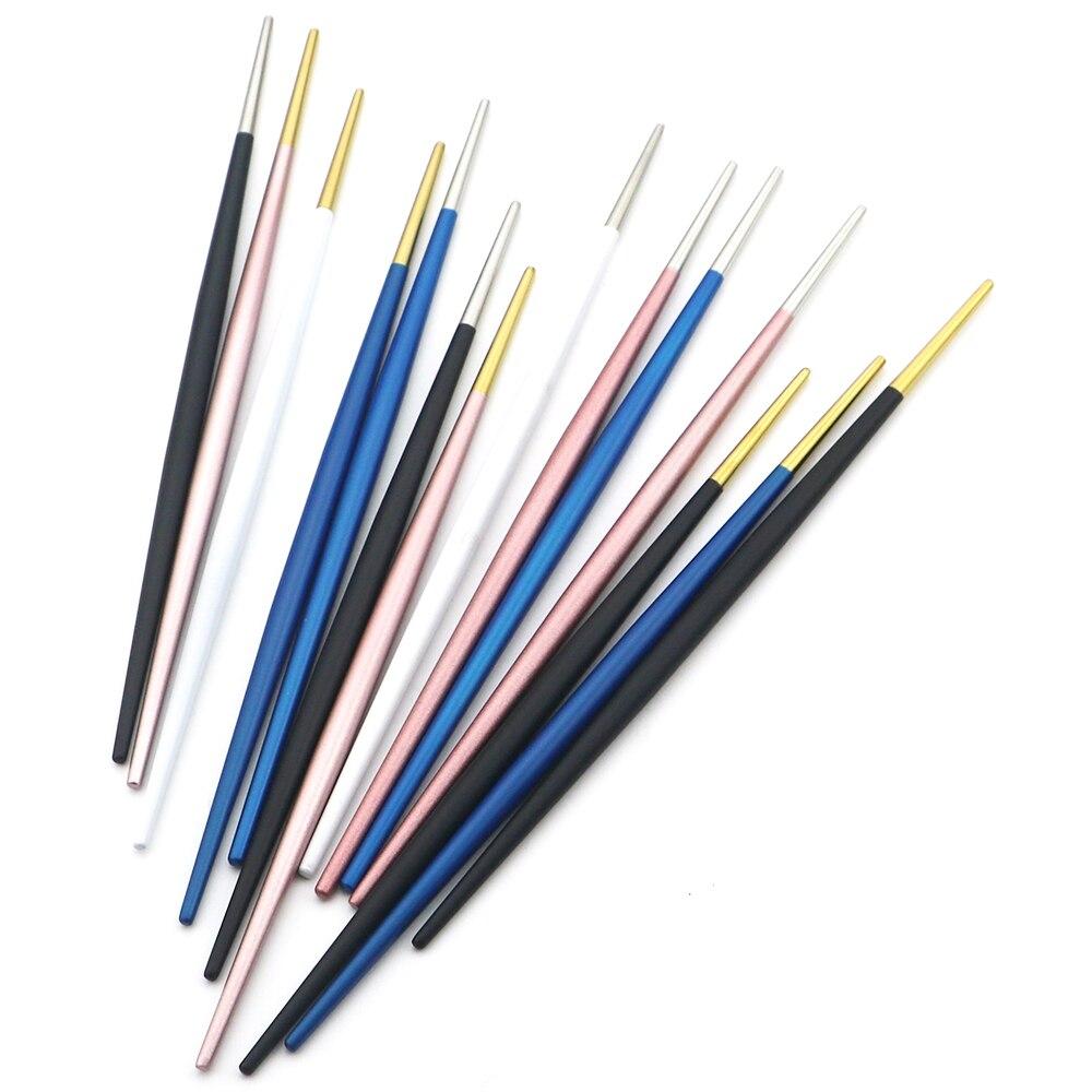 1Pair Reusable Chopsticks Metal Colorful Chopsticks Anti-scalding Tableware 304 Stainless Steel Dinnerware Sushi Food Chopsticks
