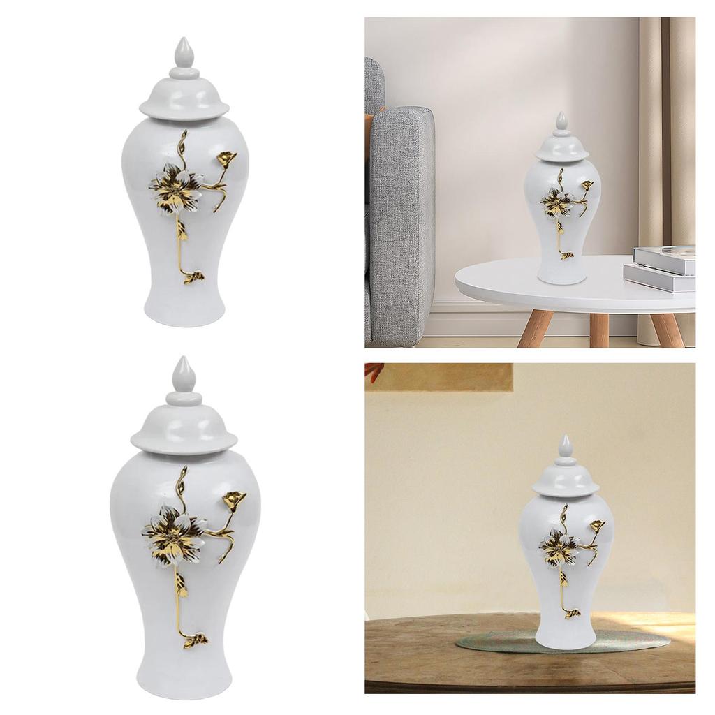 Vase Storage Jar with Lid Delicate Ginger Desk Centerpiece Decoration Home Piece Table Floral