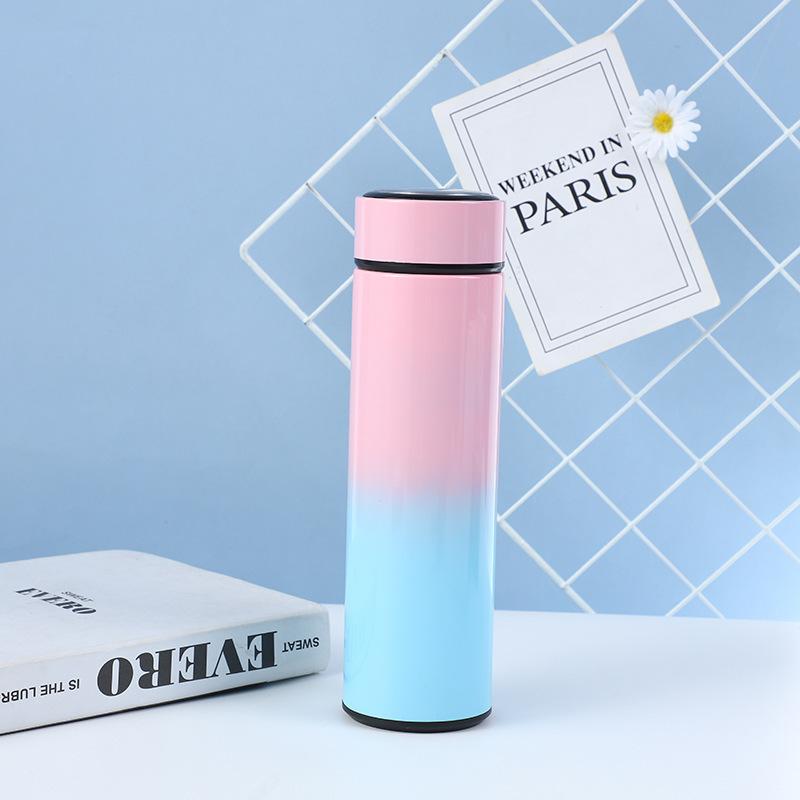 

Gradient Color 304 Stainless Steel Vacuum Tumbler with Smart Touch Temperature Display for Christmas Gift Sports Drinkware As Shown
