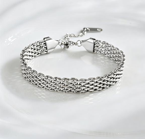18K Gold Plated Stainless Steel Cuban Link & Retro Mesh Bracelet