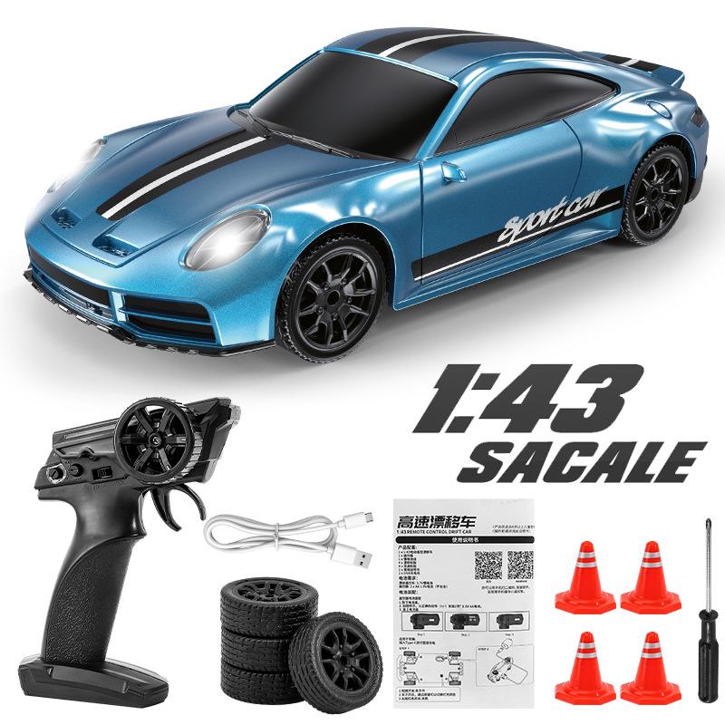1:43 Scale 4WD RC Drift Car with Gyroscope, 7-Color Lights, and Alloy Chassis