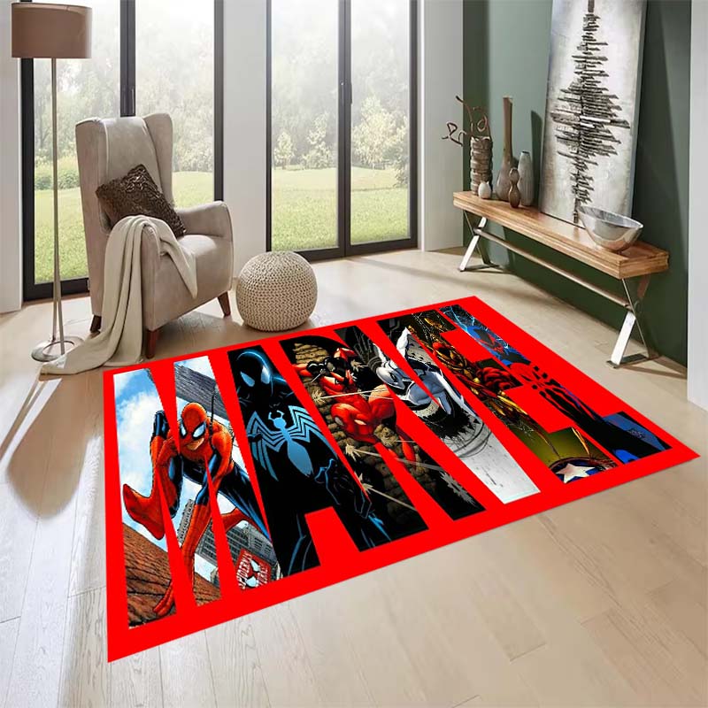 New custom-designed, cool Spider-Man rugs are available for your entryway, bathroom, and bedroom – featuring a spiderweb pattern