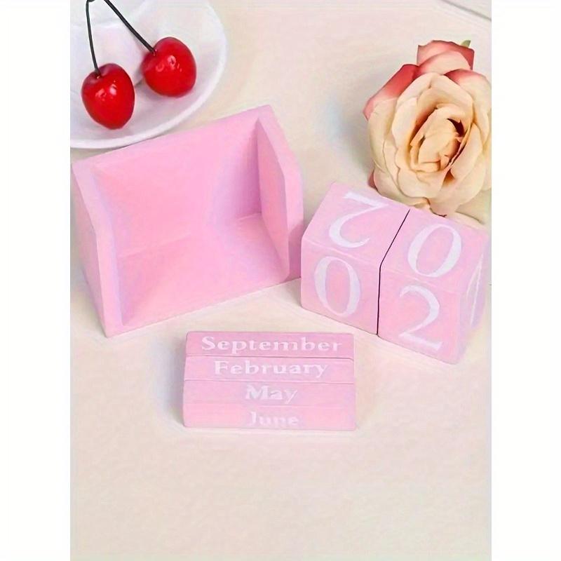 1pc Wooden Perpetual Calendar - Elegant Wooden Block Calendar With Daily Date Display, Suitable For Office, Study, Shop, Bar