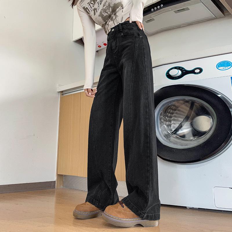 Women s Retro Patchwork Wide-Leg Floor-Length Jeans Small