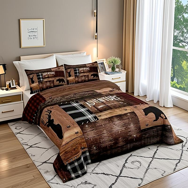 Hyttsängsängkläder Queen Size, Queen Size, Rustika Gårdshus Sängkläder Täcke Set, Camping Eller Äventyr Quiltset Kvinnor Män Rum